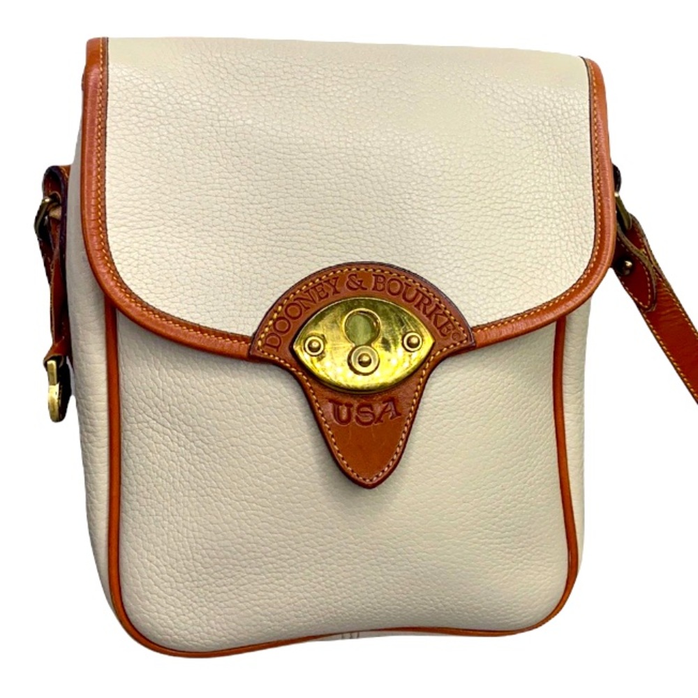 Vintage Dooney & Bourke Off White Bone Satchel with Brown All Weather Leather
